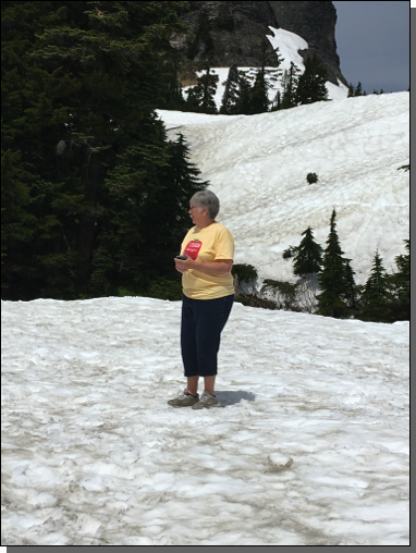 Dave also got a picture of Barb on the snowpack.